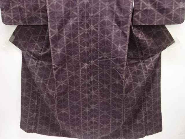  幾何学模様織出し手織り紬着物